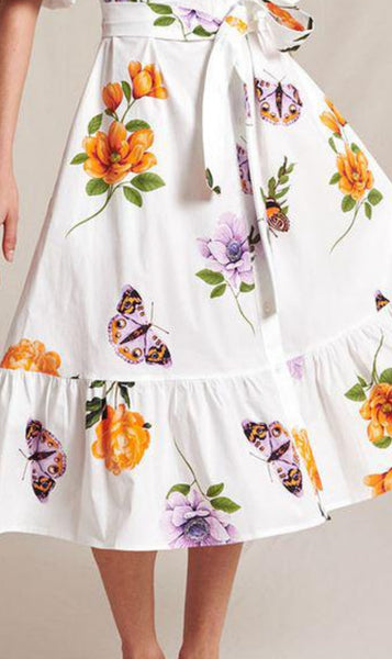 Shirt waisted Butterfly print dress