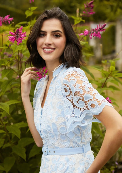 Blue embroidered dress
