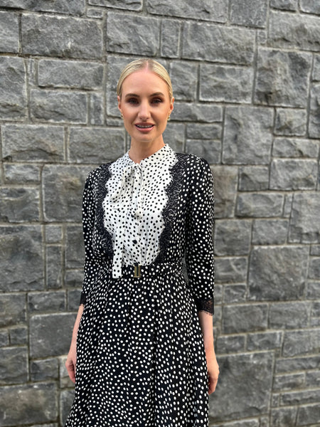 Polka dot midi dress .
