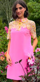 Pink and lemon Lace detail dress “ In Store “