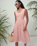Coral red cotton dress