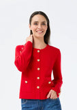 Coral red knit jacket