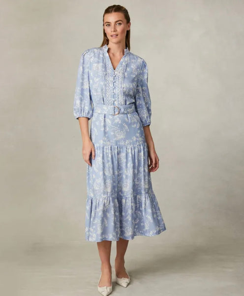 Powder embroidered midi dress “ In Store “