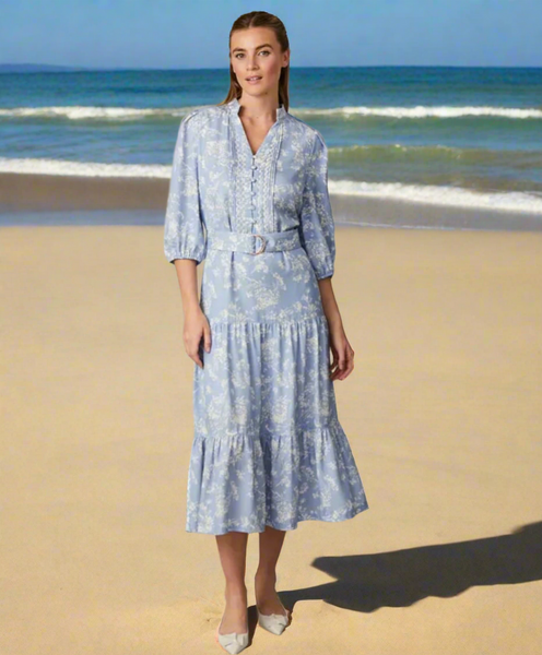 Powder embroidered midi dress “ In Store “