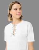 Ivory silver crystal bow T