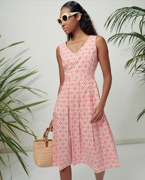 Coral red cotton dress