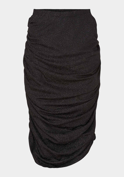 Black & Silver ruched pencil skirt