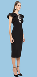 Crystal bow midi pencil dress