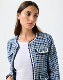 Blue tweed colarless Blazer / jacket