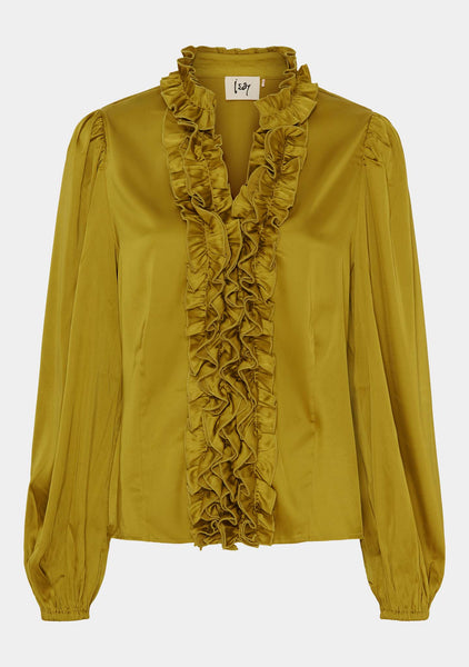 I Say Steff rich gold frill Top
