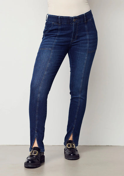 Como split dark denim pants