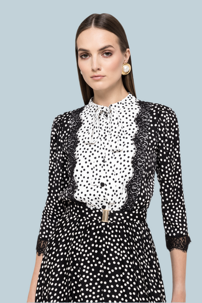 Polka dot midi dress .