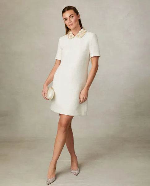 Cream  beaded collar dress