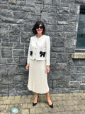 Ivory boucle black bow jacket