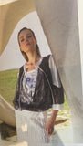 Elisa navy white lace top