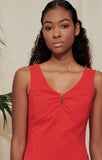 Red pencil caddy dress