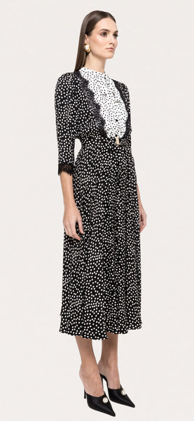 Polka dot midi dress .