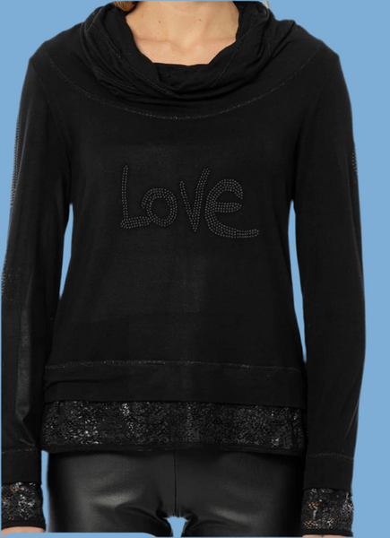 Elisa black cowl neck top