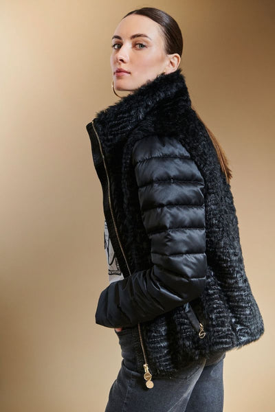 Black short faux fur jacket