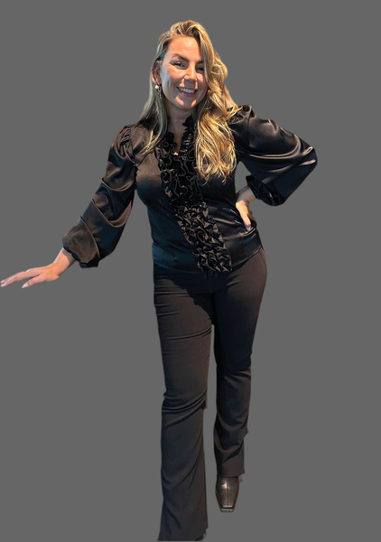 I Say Steff Black  frill Top