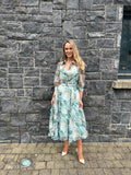 Sage print organza dress