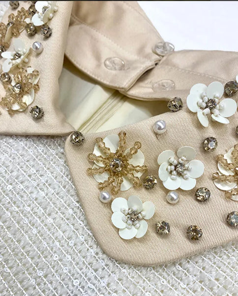 Cream  beaded collar dress