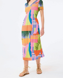 Racing Colours print Midi dress