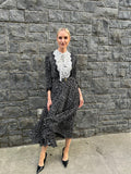 Polka dot midi dress .