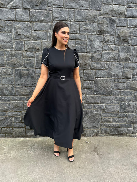 Black &Pearl midi dress