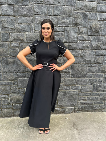 Black &Pearl midi dress