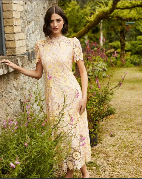 Loretta lace midi v back dress “ In Store “