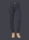 Slim Navy denim pants zip hem