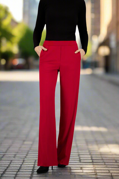 Red wide leg pants