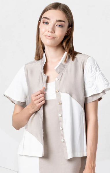 Elisa neutral linen mix jacket