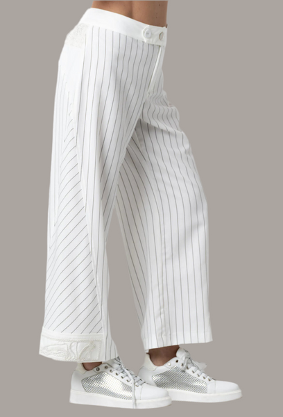 Elisa Ivory-Navy pinstripe pants