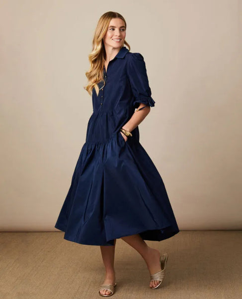 Sapphire taffeta midi dress
