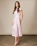 Pale pink print midi dress “In store”