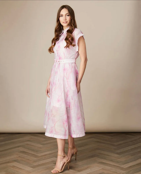 Pale pink print midi dress “In store”