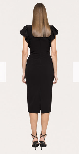 Crystal bow midi pencil dress