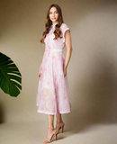 Pale pink print midi dress “In store”