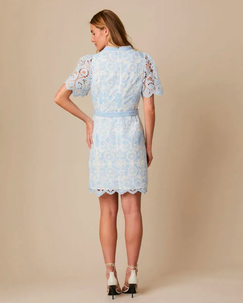 Blue embroidered dress