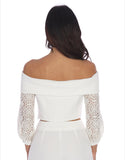 Ivory crop top lace sleeve