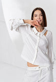 Elisa Ivory-Navy pinstripe pants