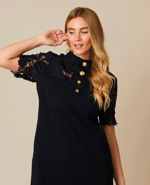 Navy Lace detail dress