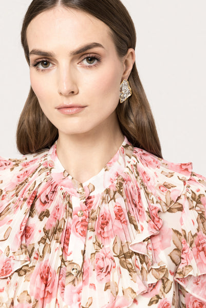 Pink peonie print midi