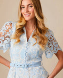 Blue embroidered dress