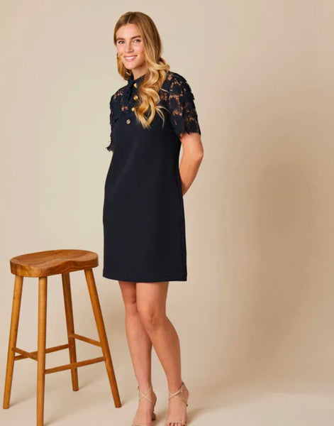 Navy Lace detail dress
