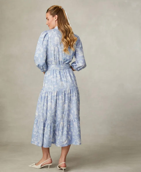 Powder embroidered midi dress “ In Store “