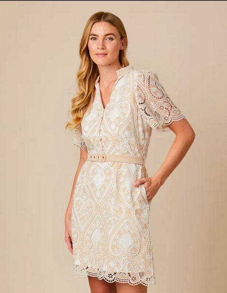 Sand white embroidered Dress
