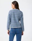 Blue tweed colarless Blazer / jacket